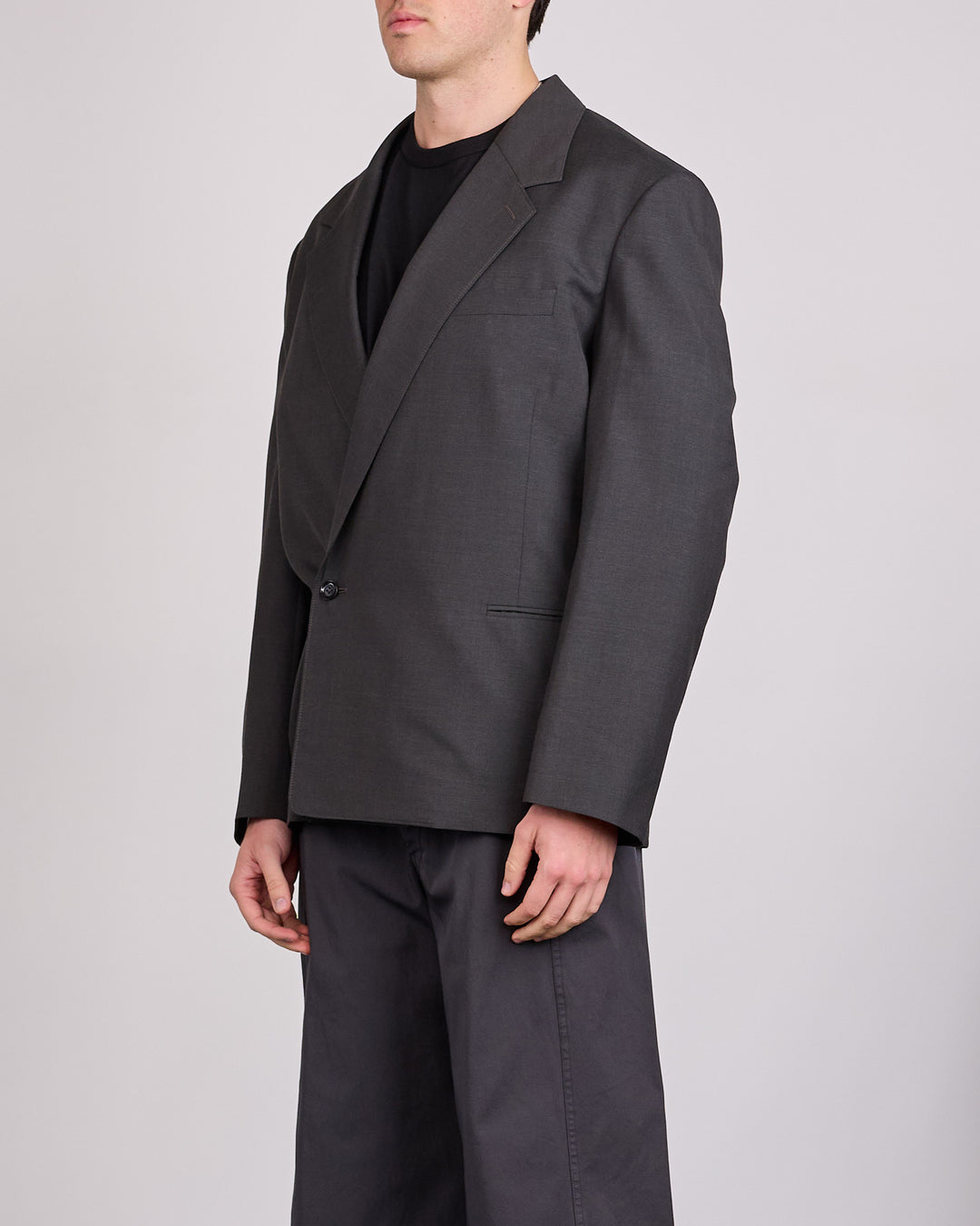 LEMAIRE Tropical Wool Blend Soft DB Blazer Coal