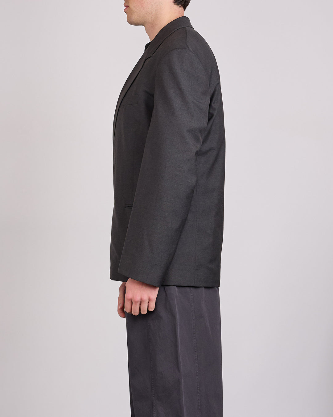 LEMAIRE Tropical Wool Blend Soft DB Blazer Coal