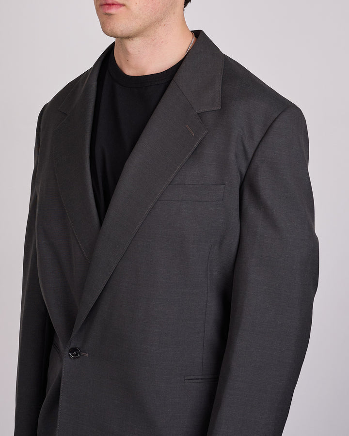 LEMAIRE Tropical Wool Blend Soft DB Blazer Coal