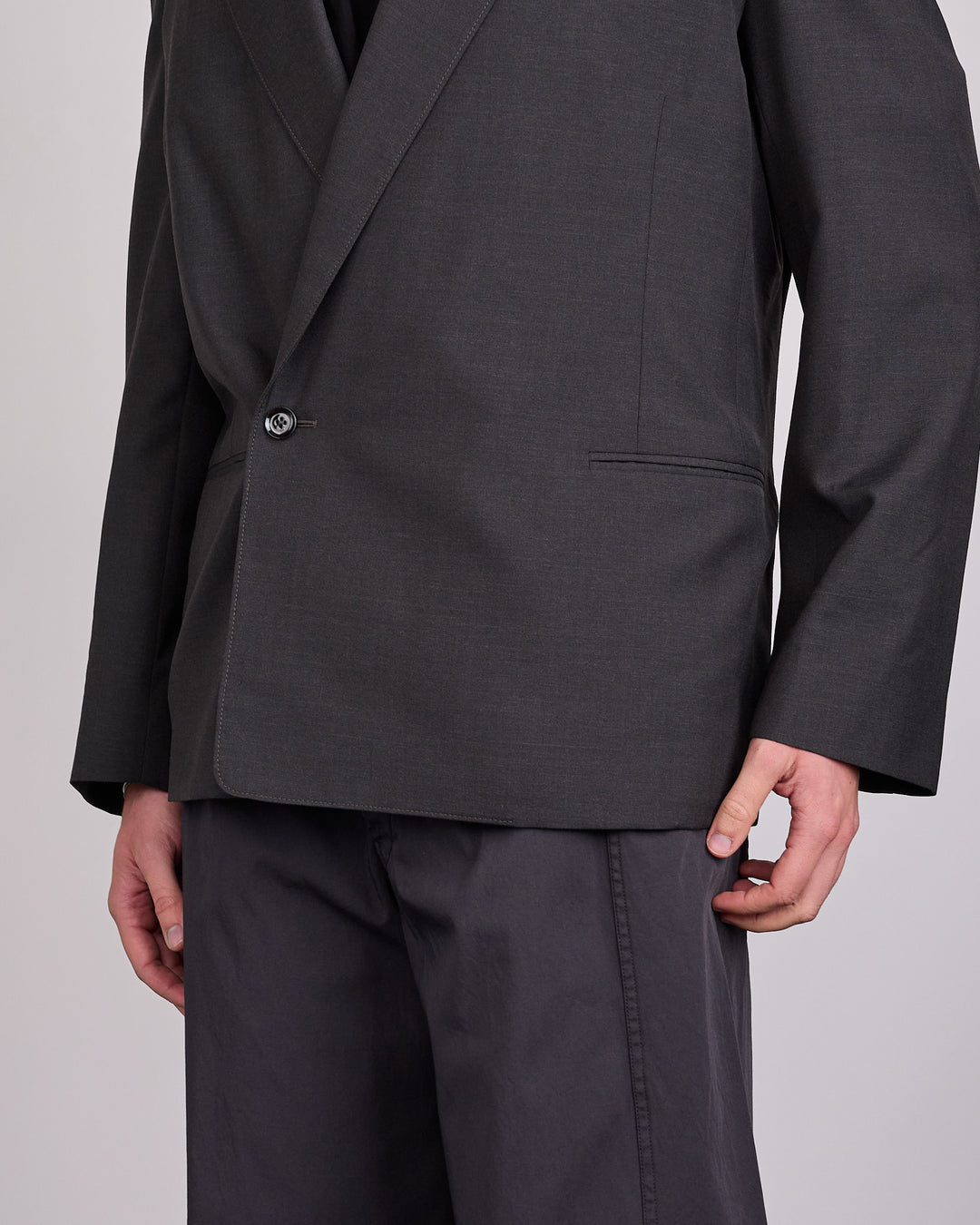 LEMAIRE Tropical Wool Blend Soft DB Blazer Coal