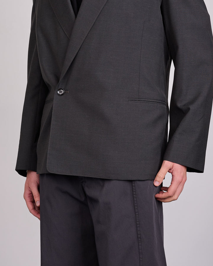 LEMAIRE Tropical Wool Blend Soft DB Blazer Coal