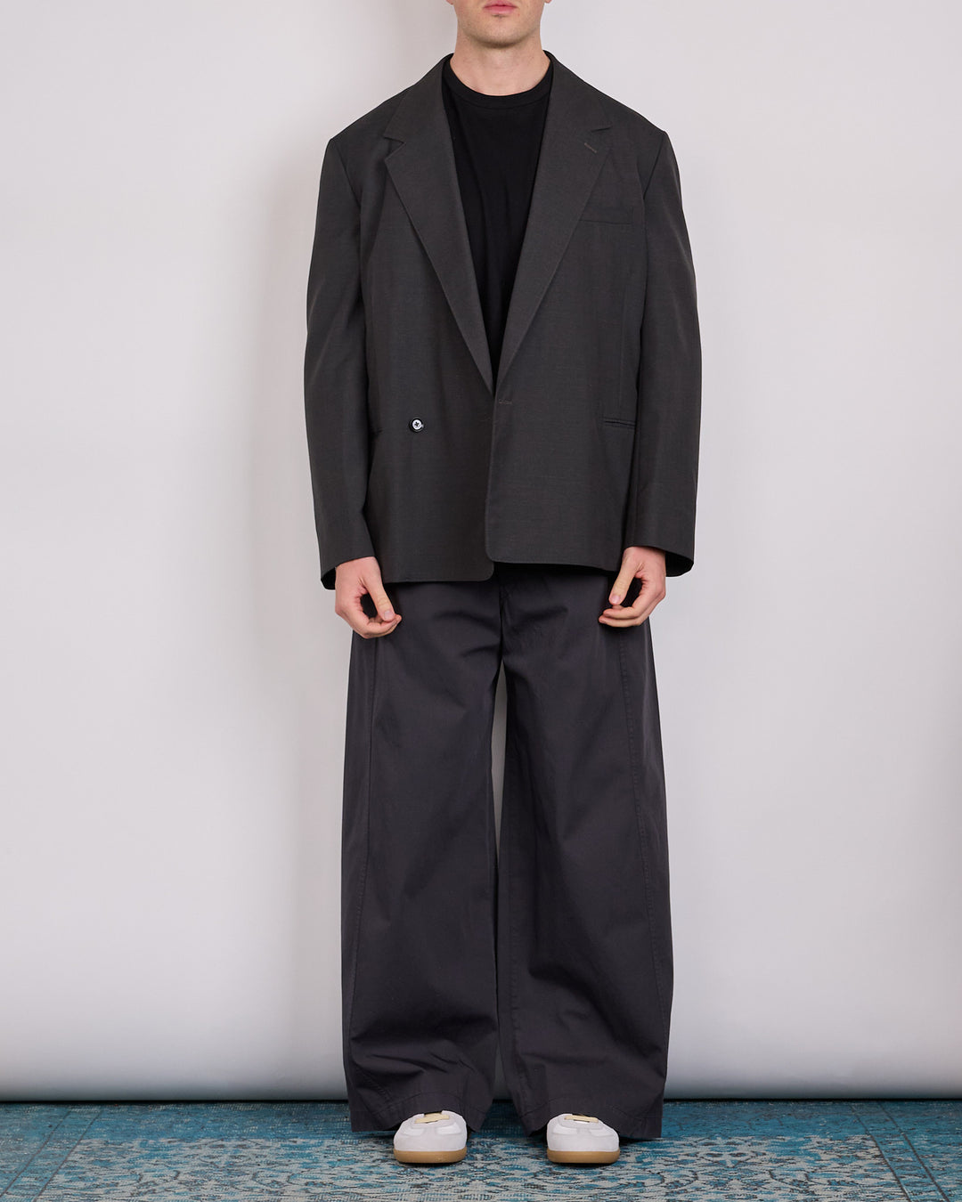 LEMAIRE Tropical Wool Blend Soft DB Blazer Coal