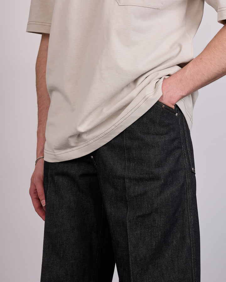 LEMAIRE Wide Studded Pant Heavy Denim Slate