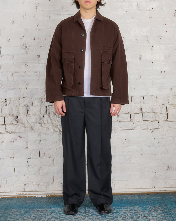 Lemaire Boxy Heavy Garment Dyed Denim Jacket Espresso