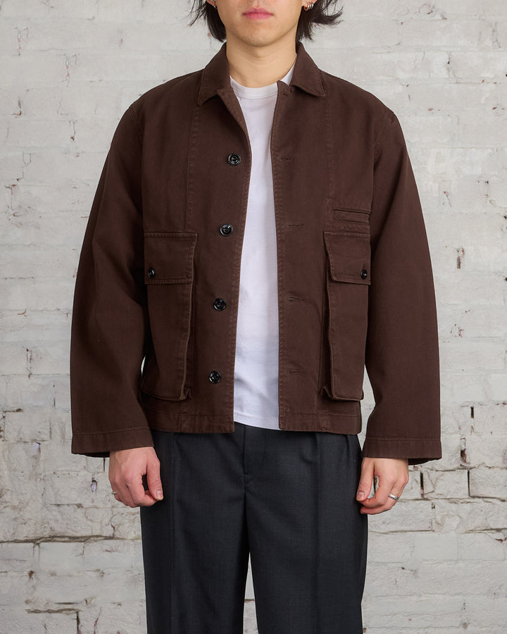 Lemaire Boxy Heavy Garment Dyed Denim Jacket Espresso