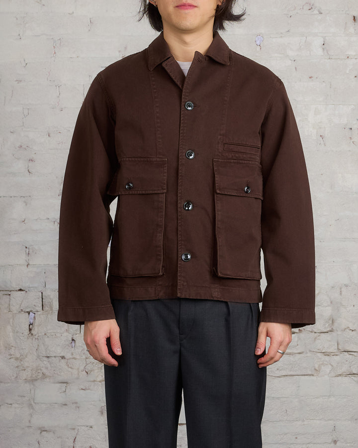 Lemaire Boxy Heavy Garment Dyed Denim Jacket Espresso