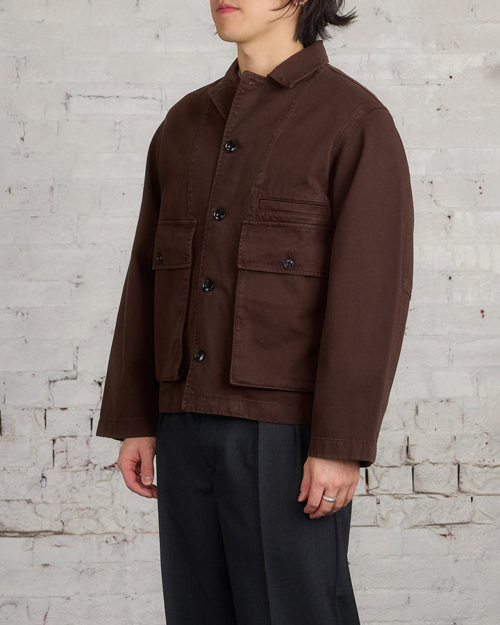 Lemaire Boxy Heavy Garment Dyed Denim Jacket Espresso