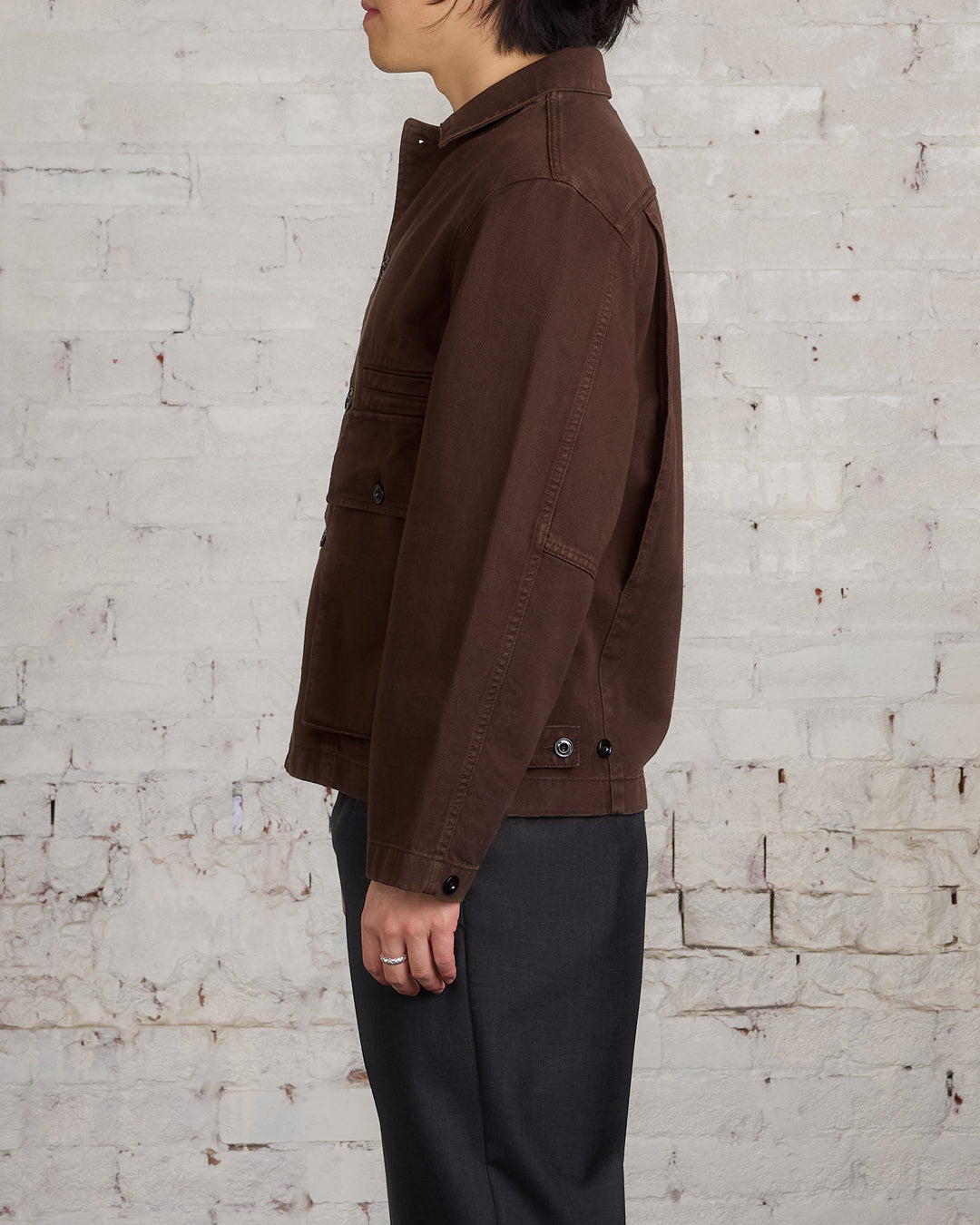 Lemaire Boxy Heavy Garment Dyed Denim Jacket Espresso