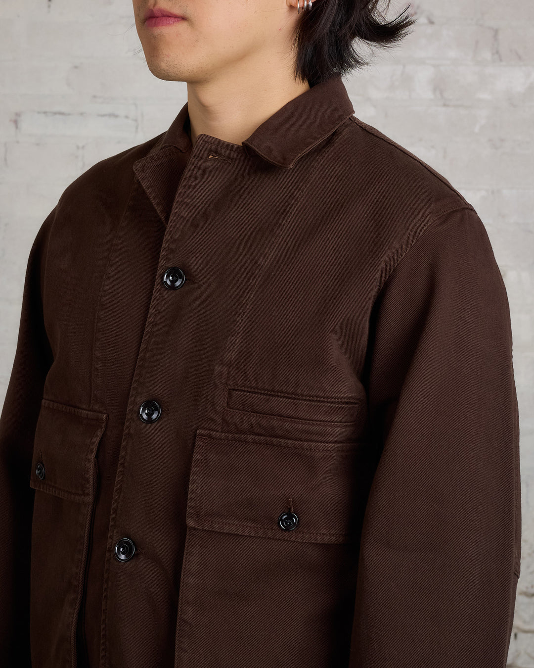 Lemaire Boxy Heavy Garment Dyed Denim Jacket Espresso