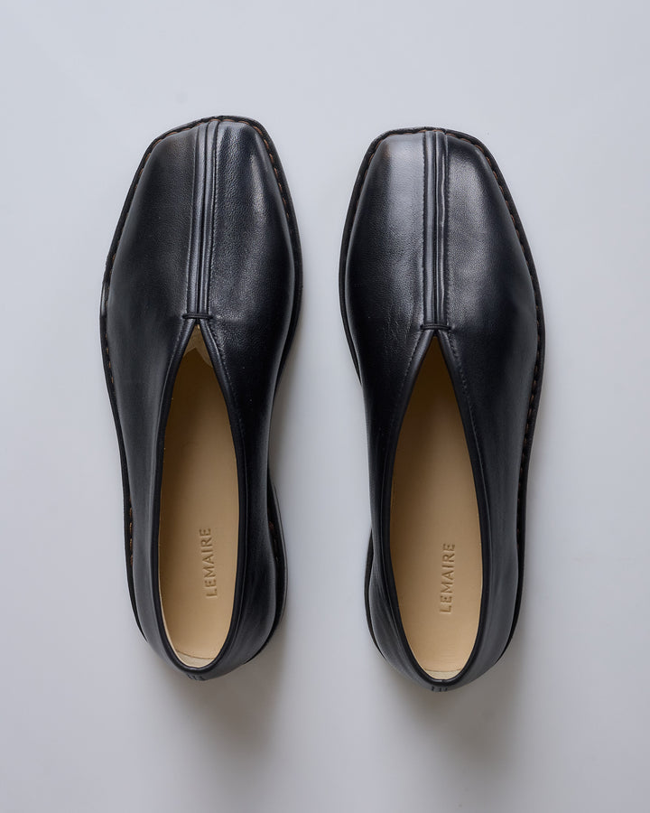 Lemaire Flat Piped Slipper Loafer Nappa Leather Black