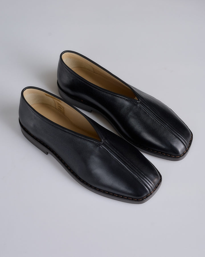 Lemaire Flat Piped Slipper Loafer Nappa Leather Black