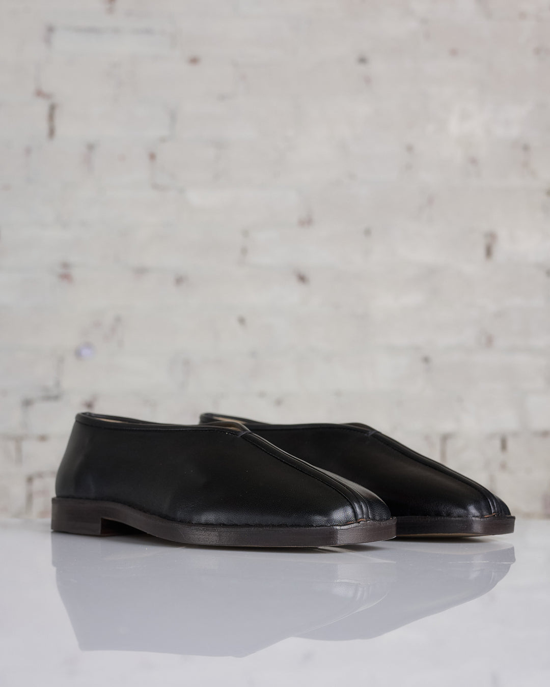 Lemaire Flat Piped Slipper Loafer Nappa Leather Black