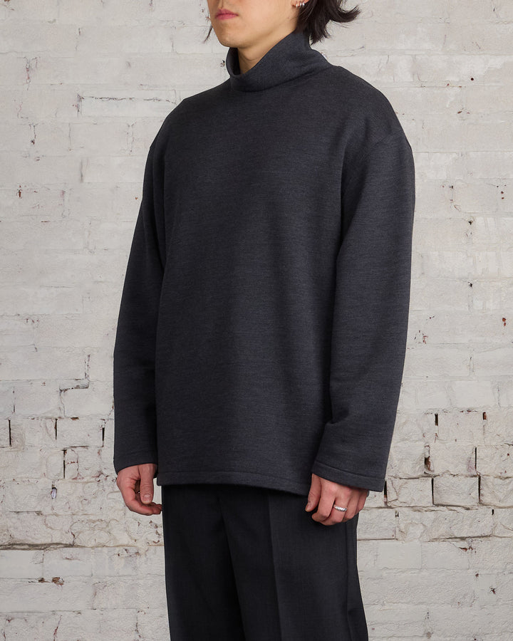 Lemaire Mock Neck Heavy Wool Sweatshirt Anthracite Melange