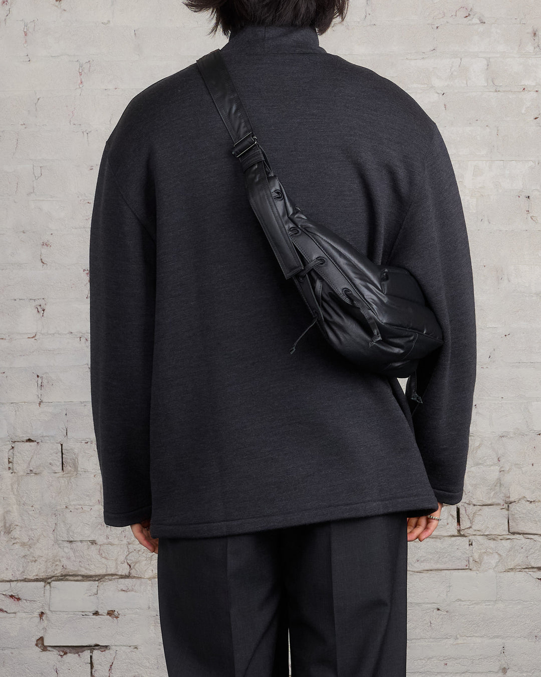 Lemaire Small Soft Game Bag WR Coated Cotton Ash Black