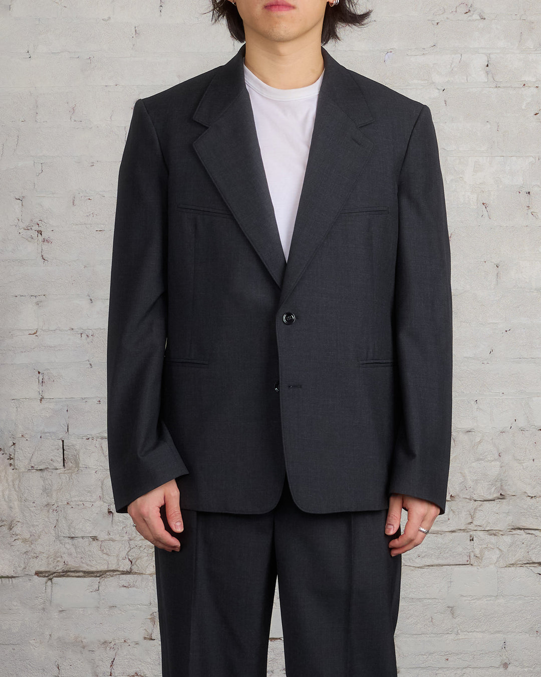 Lemaire Tailored SB Blazer Tropical Wool Jacket Caviar