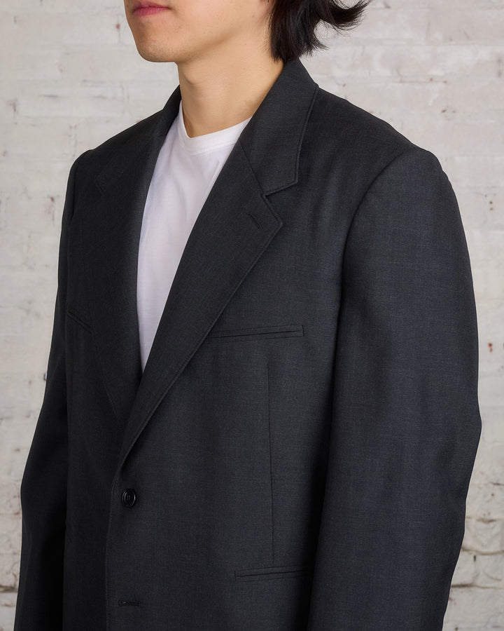 Lemaire Tailored SB Blazer Tropical Wool Jacket Caviar