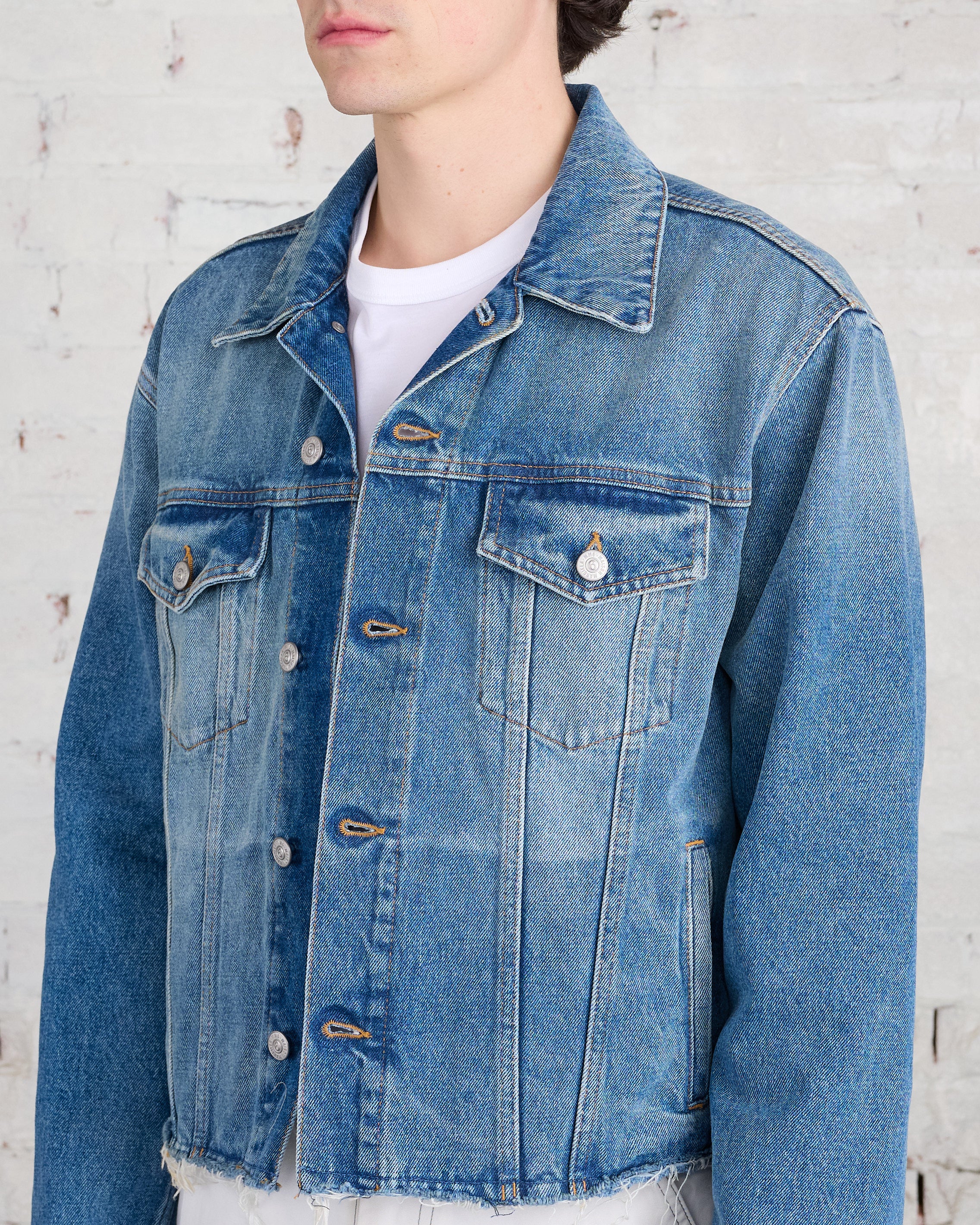 MM6 Maison Margiela Denim Cropped Jacket Light Blue