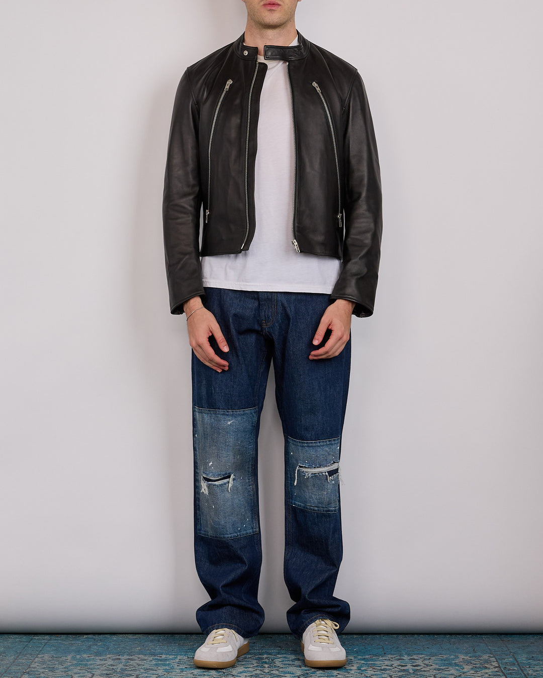 Maison Margiela 5-Zip Ovine Leather Jacket Black