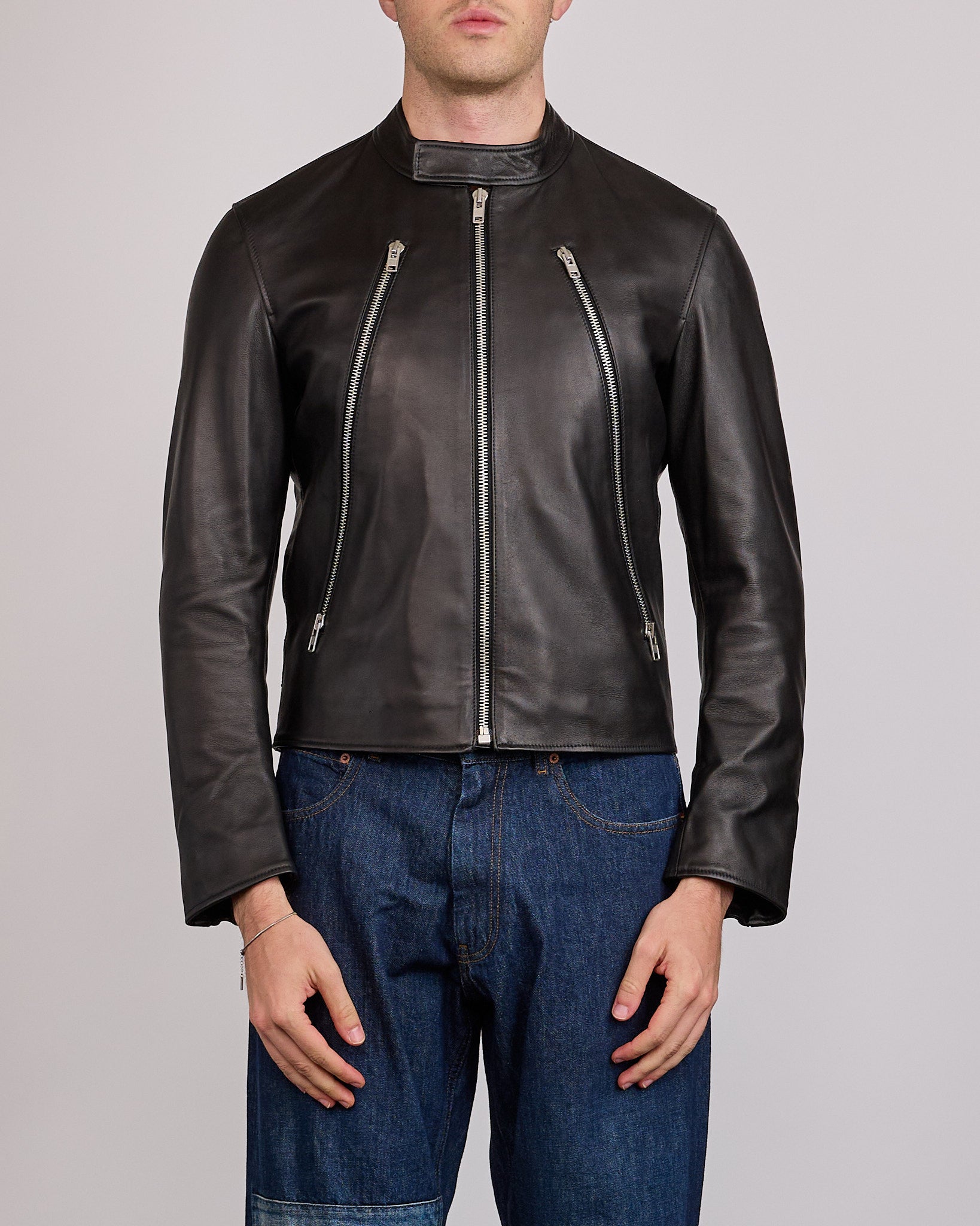 Maison Margiela 5-Zip Ovine Leather Jacket Black – LESS 17