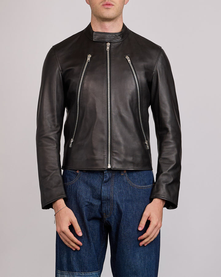 Maison Margiela 5-Zip Ovine Leather Jacket Black