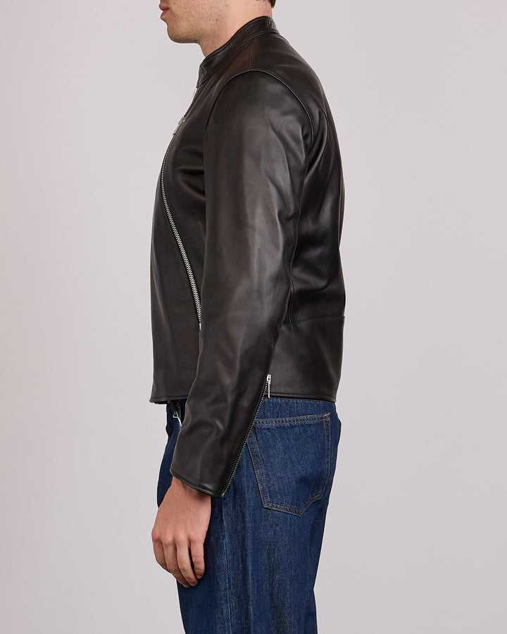Maison Margiela 5-Zip Ovine Leather Jacket Black