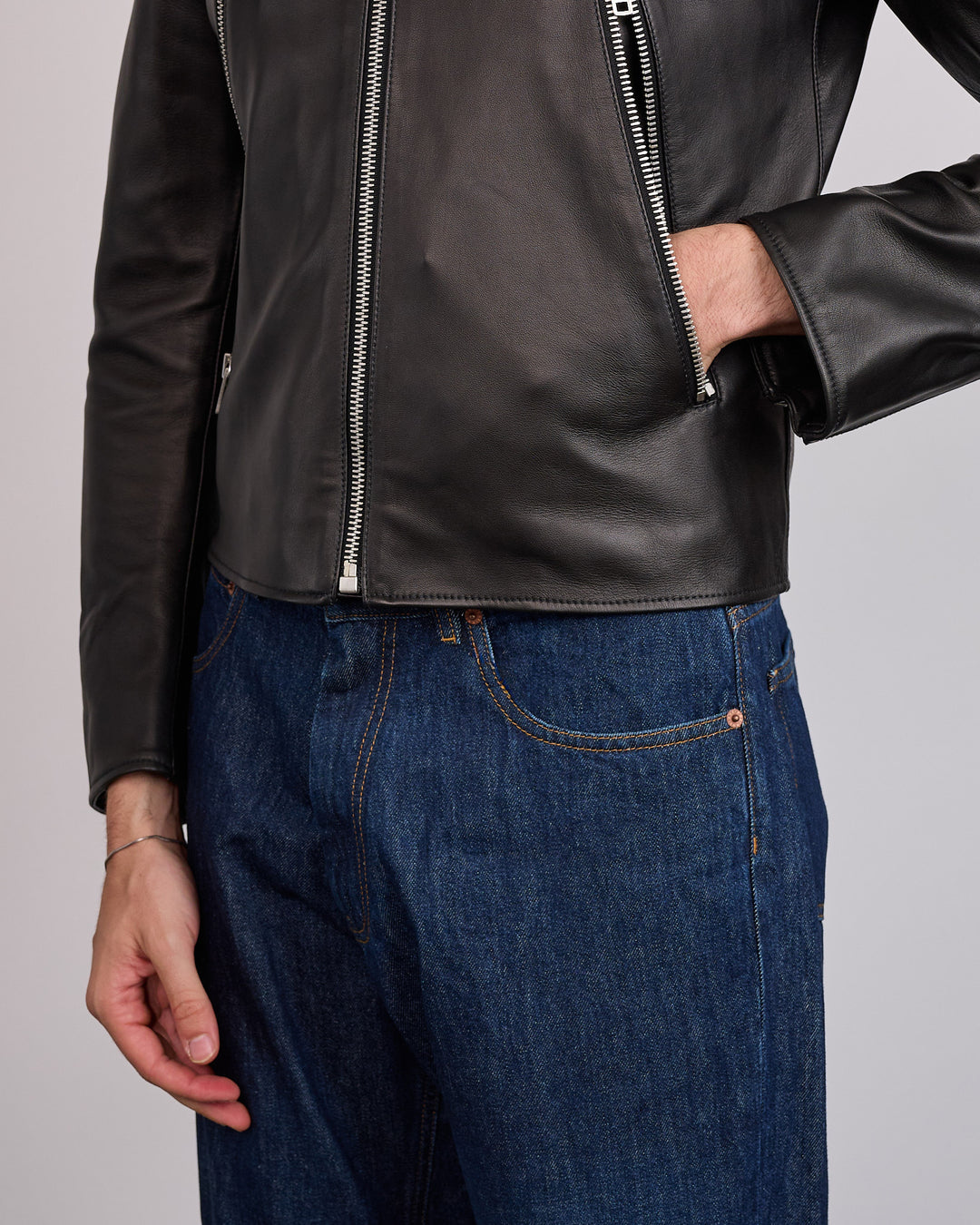 Maison Margiela 5-Zip Ovine Leather Jacket Black