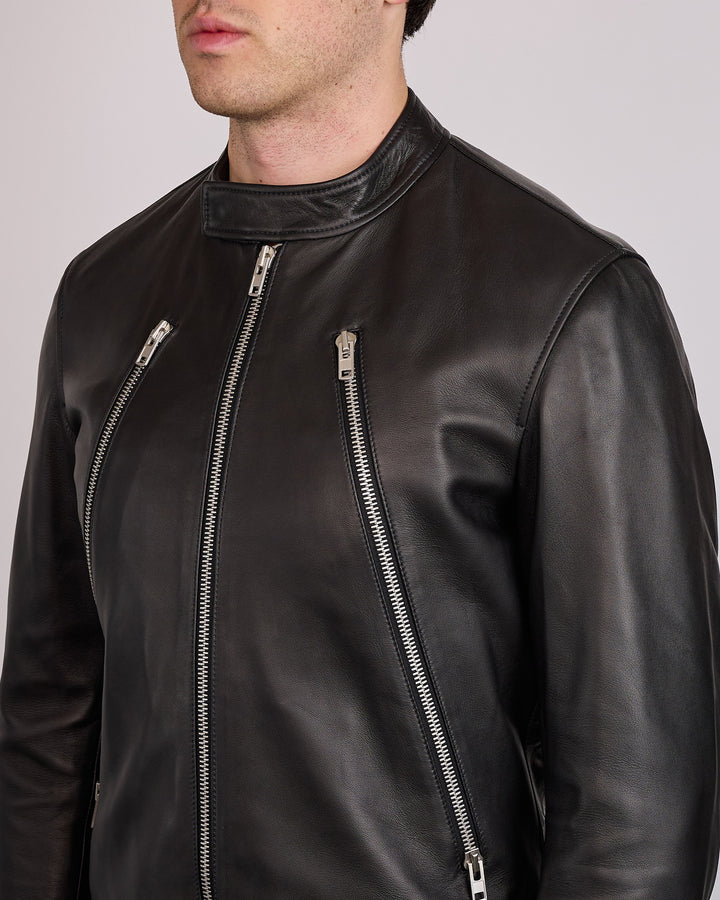 Maison Margiela 5-Zip Ovine Leather Jacket Black