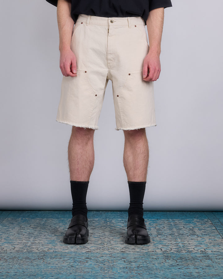 Maison Margiela Cotton Canvas Carpenter Short Ecru