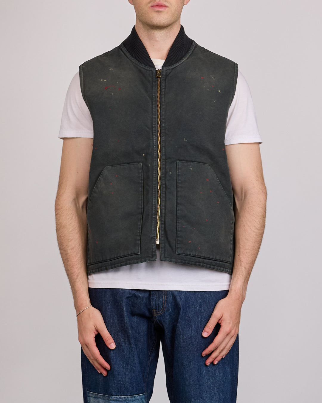 Maison Margiela Cotton Canvas Workwear Vest Black + Spots