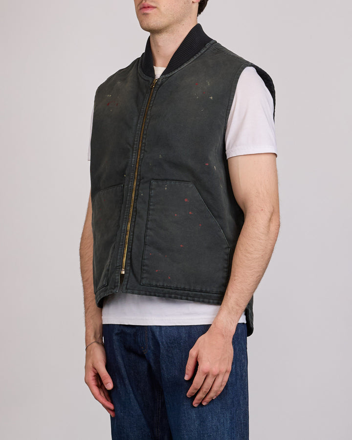 Maison Margiela Cotton Canvas Workwear Vest Black + Spots