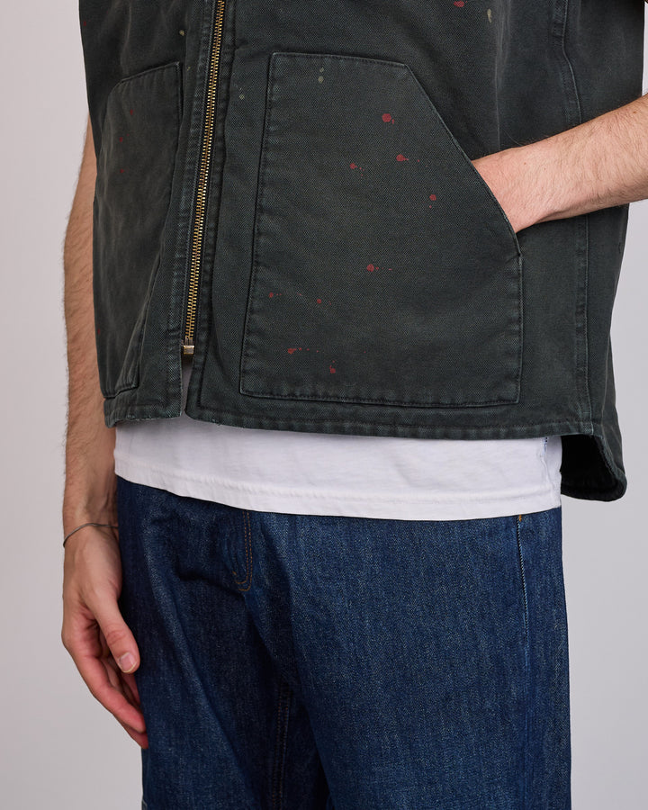 Maison Margiela Cotton Canvas Workwear Vest Black + Spots