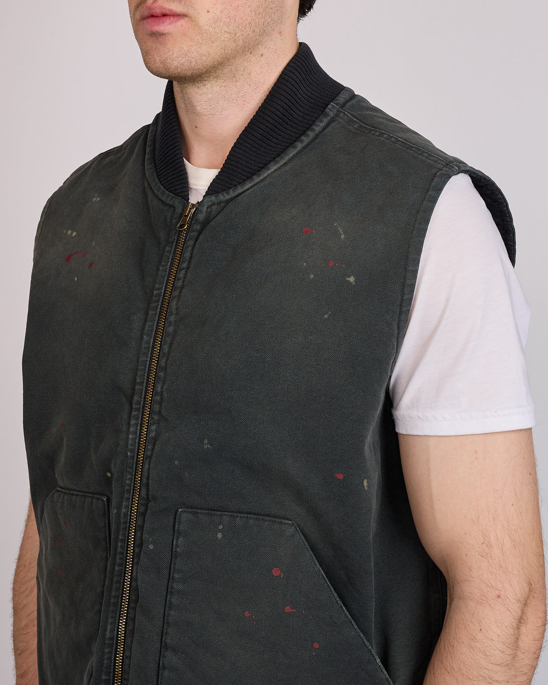 Maison Margiela Cotton Canvas Workwear Vest Black + Spots