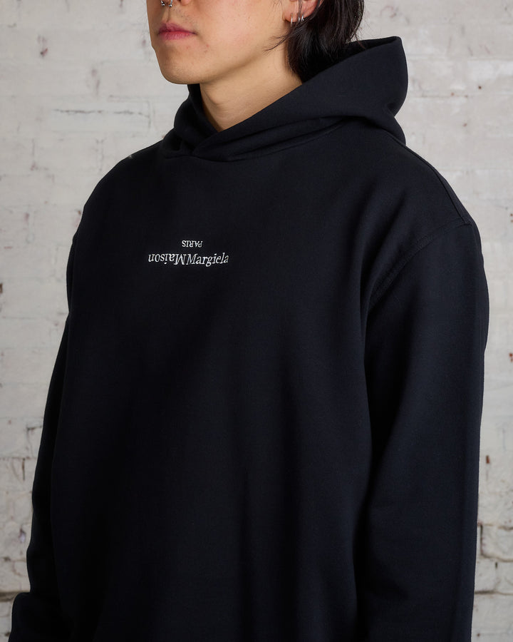 Maison Margiela Embroidered Logo Hooded Sweatshirt Black White