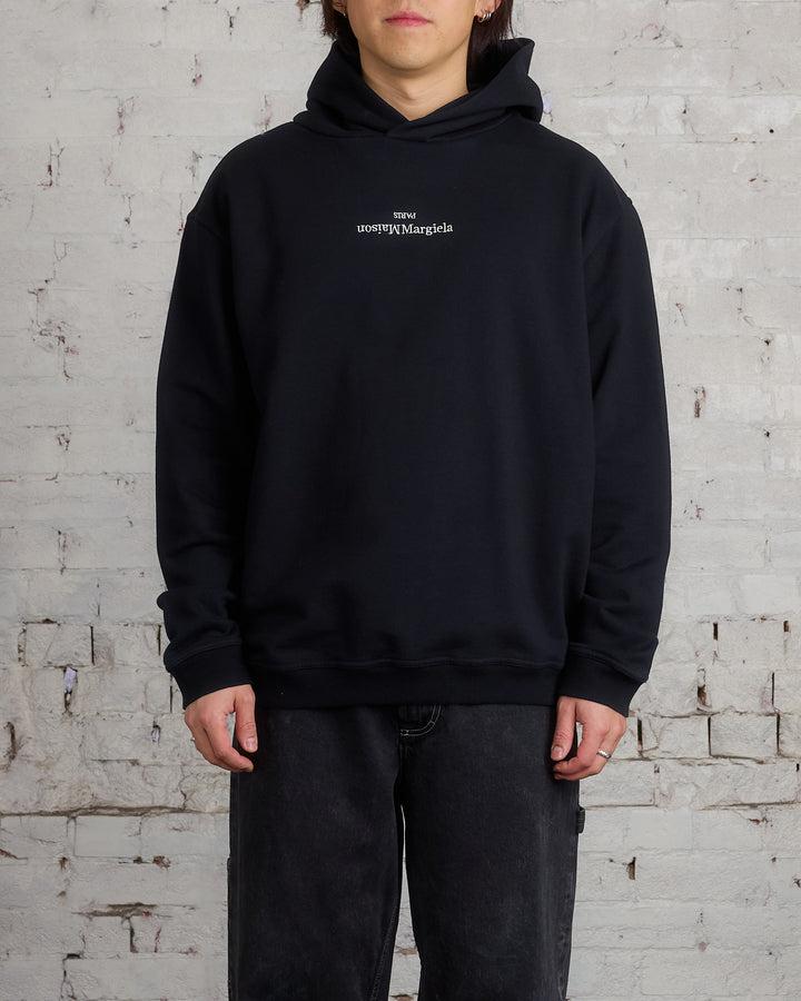 Maison Margiela Embroidered Logo Hooded Sweatshirt Black White