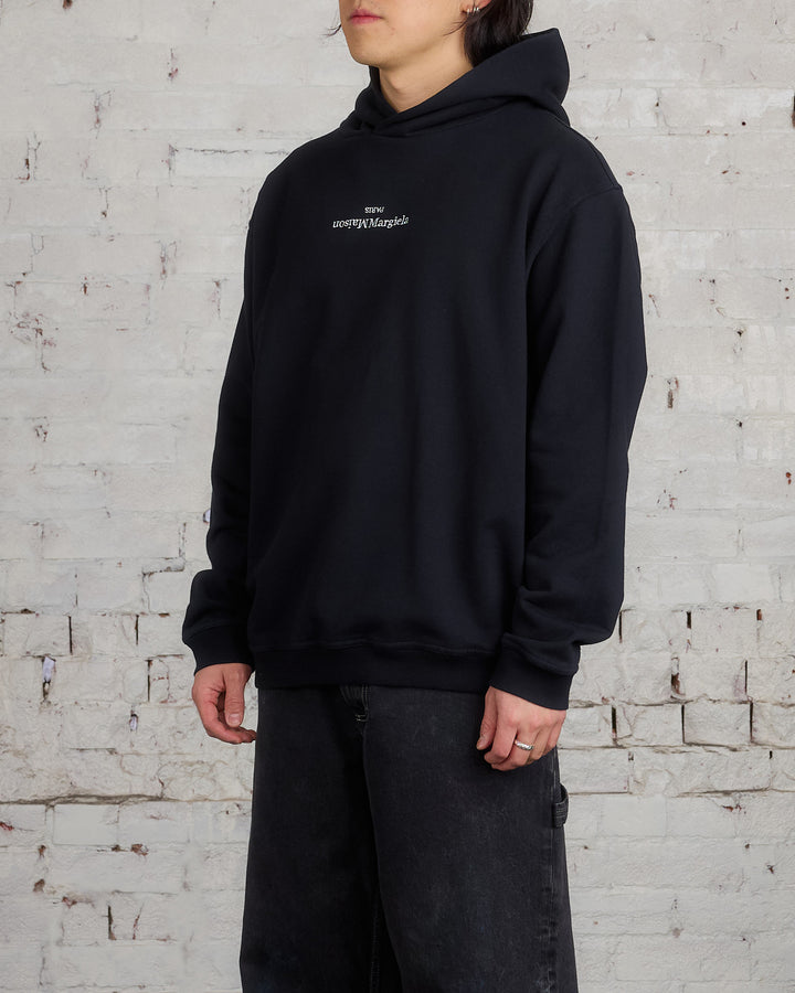 Maison Margiela Embroidered Logo Hooded Sweatshirt Black White