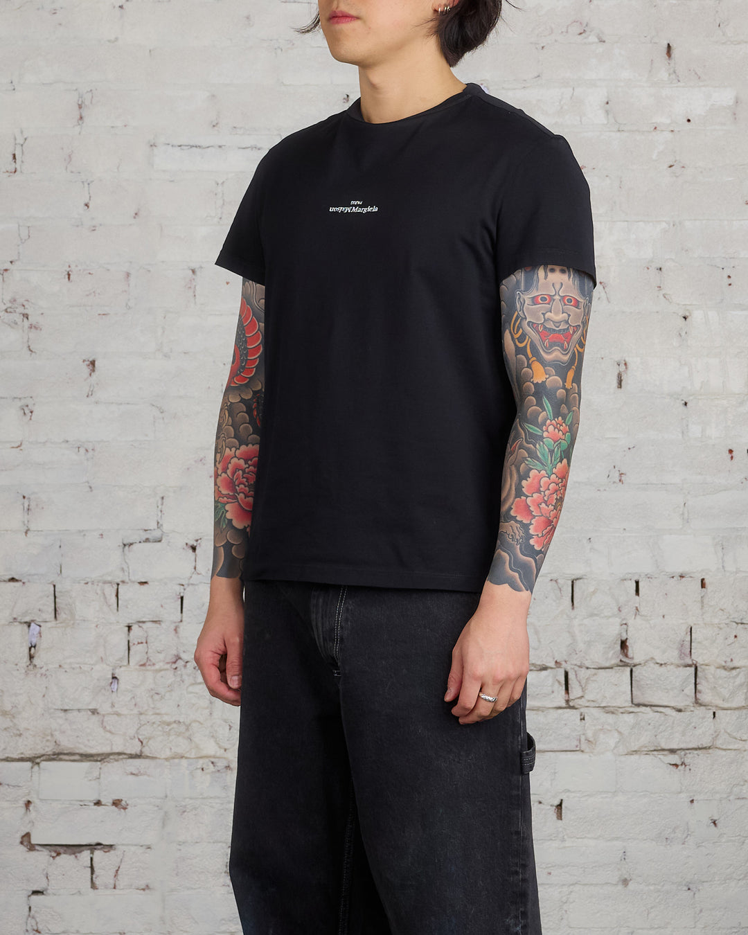 Maison Margiela Embroidered Logo T-Shirt Black White