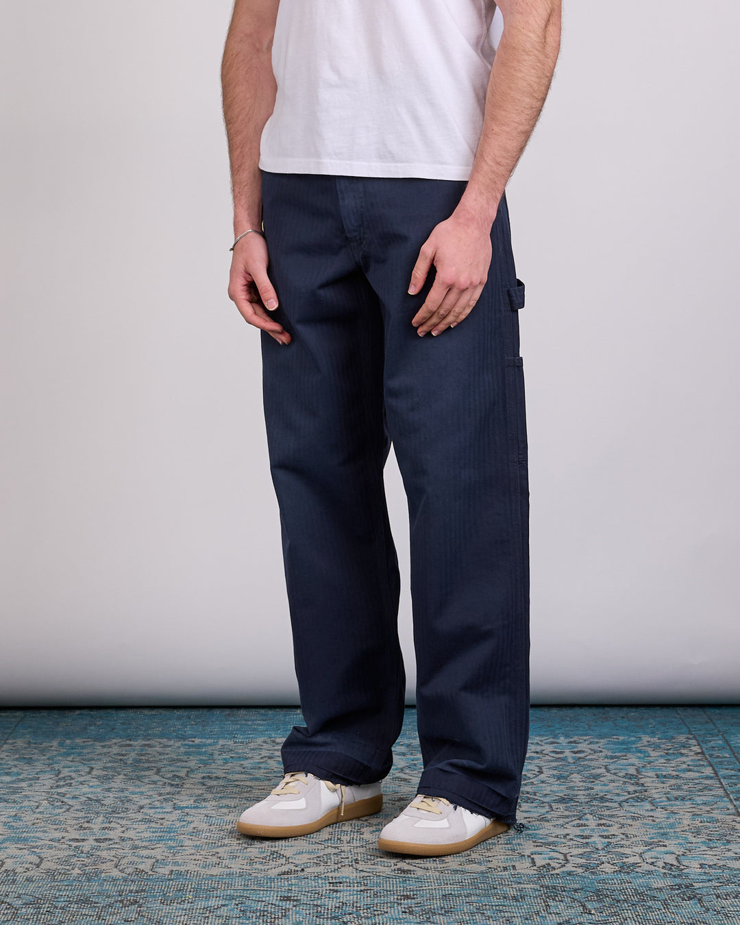 Maison Margiela Herringbone Workwear Pant Stone Wash Navy