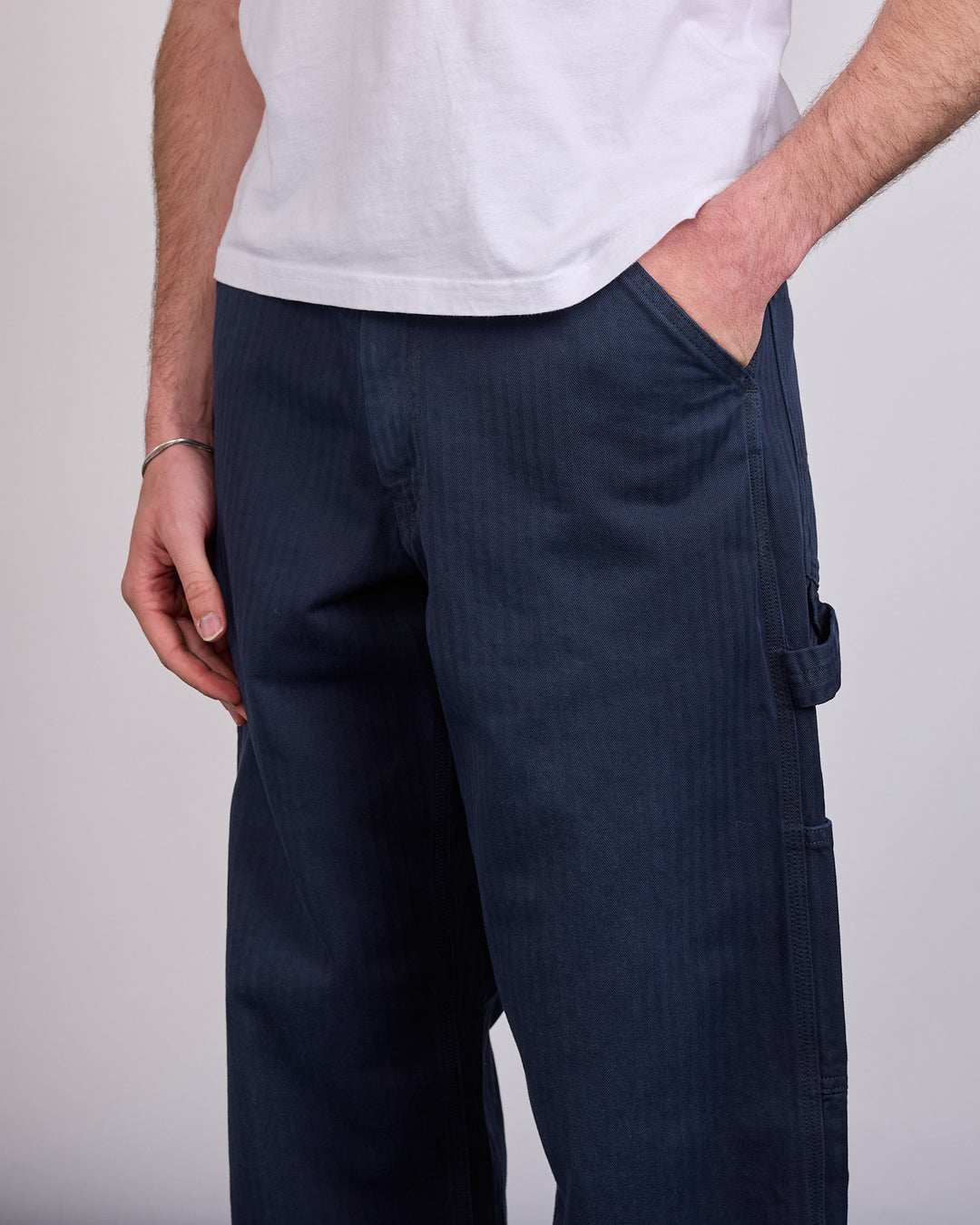 Maison Margiela Herringbone Workwear Pant Stone Wash Navy