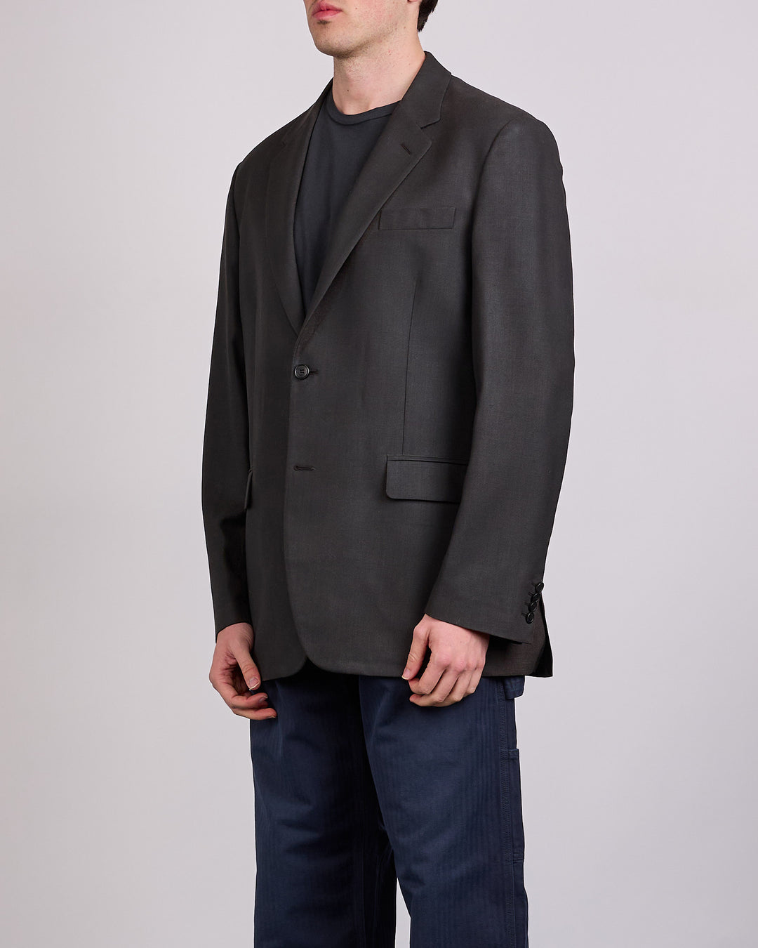 Maison Margiela Light Fresco Wool Blazer Dark Brown