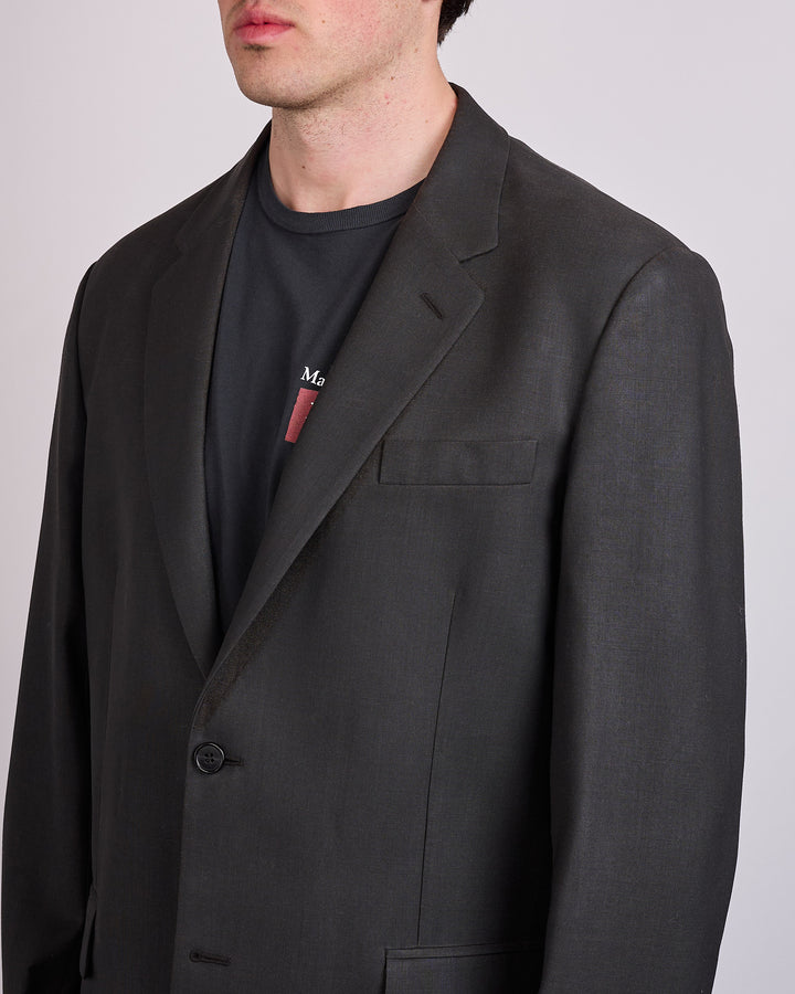 Maison Margiela Light Fresco Wool Blazer Dark Brown