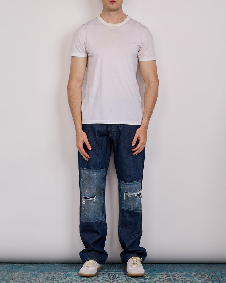 Maison Margiela MM6 11oz Double Knee Repair Jean Blue