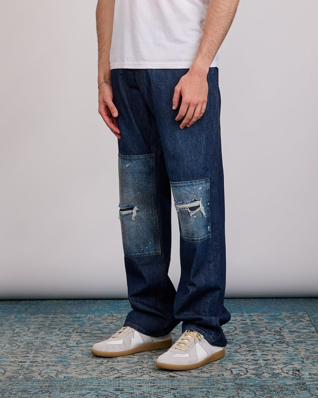 Maison Margiela MM6 11oz Double Knee Repair Jean Blue