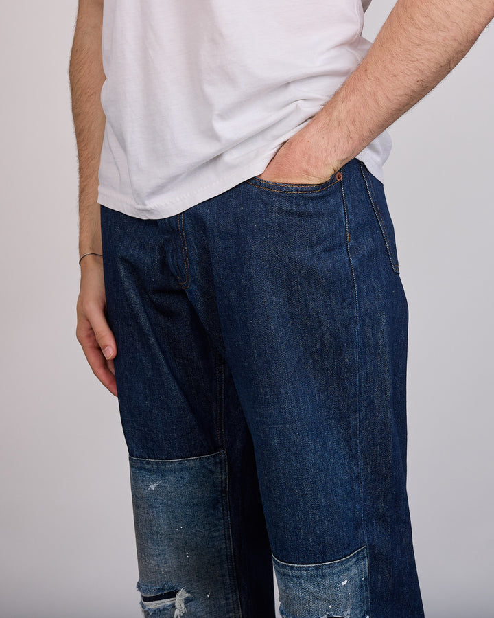 Maison Margiela MM6 11oz Double Knee Repair Jean Blue