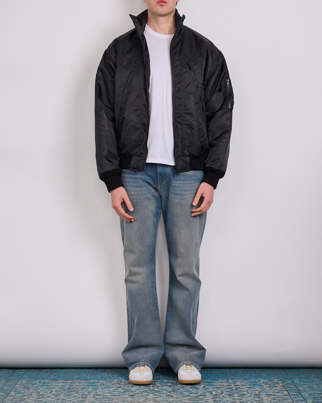 Maison Margiela MM6 Bomber Nylon Zip Jacket Black