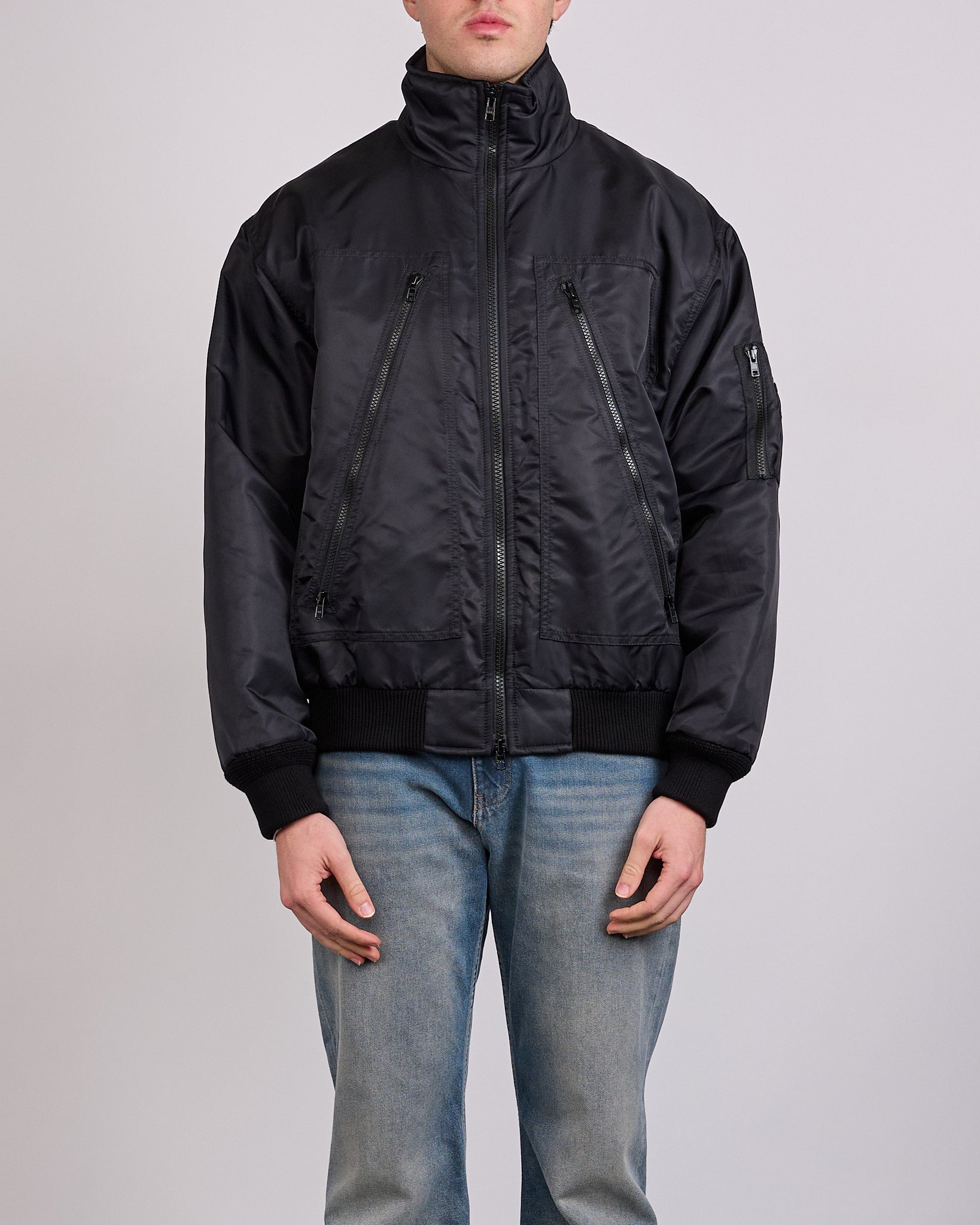 MM6✴︎ミリタリージャケット Maison Margiela MM6 Bomber Nylon Zip Jacket Black – LESS 17