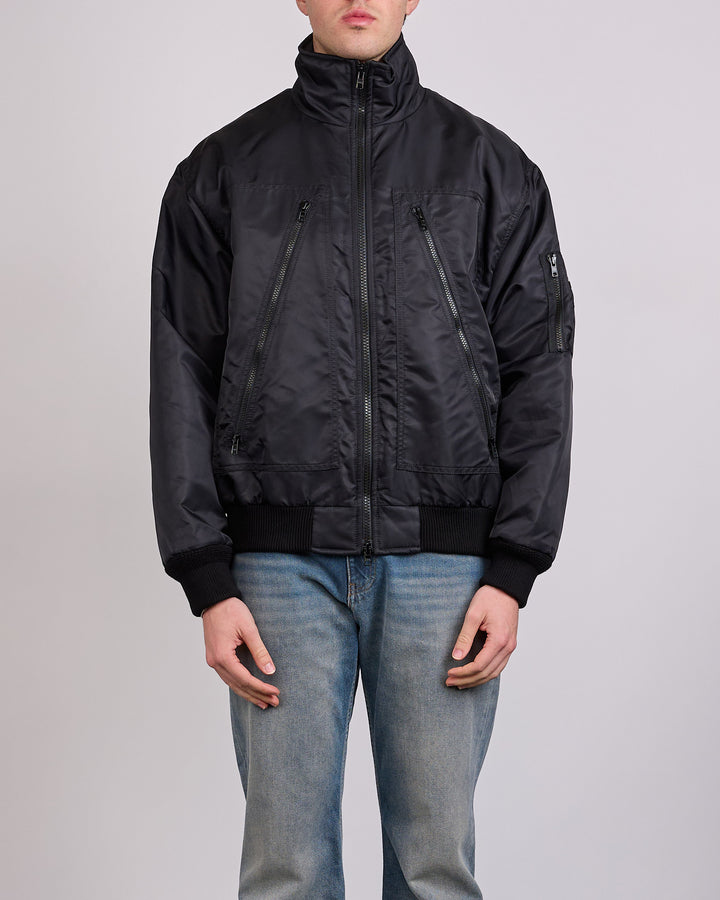 Maison Margiela MM6 Bomber Nylon Zip Jacket Black