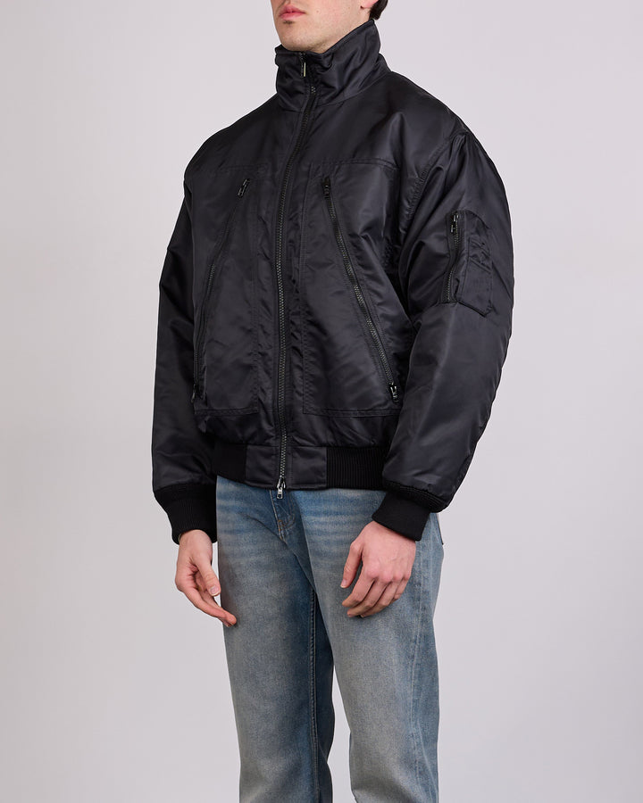 Maison Margiela MM6 Bomber Nylon Zip Jacket Black