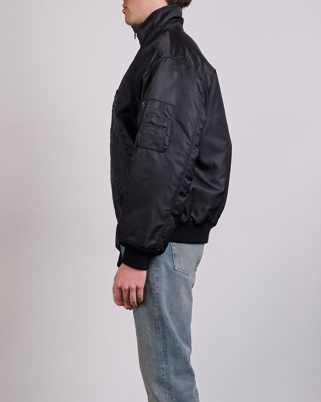 Maison Margiela MM6 Bomber Nylon Zip Jacket Black
