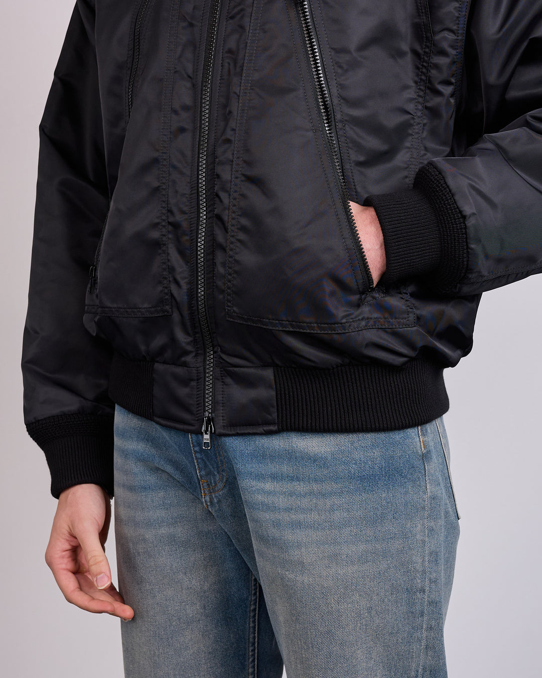 Maison Margiela MM6 Bomber Nylon Zip Jacket Black