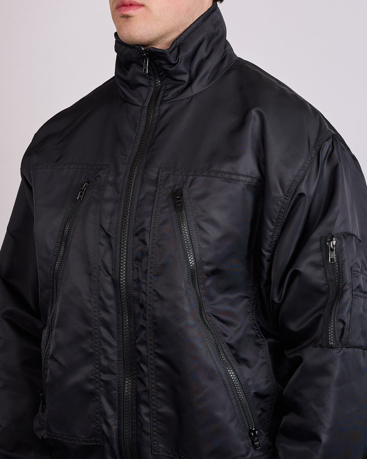 Maison Margiela MM6 Bomber Nylon Zip Jacket Black